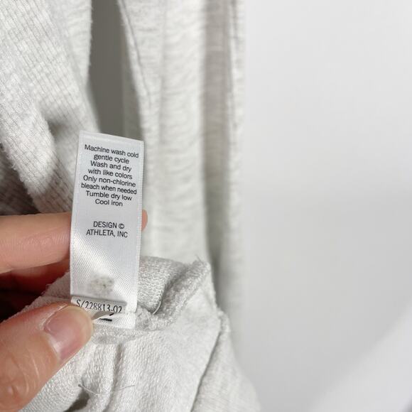 Athleta Small S Light Gray Studio Yoga Wrap Cardigan Sweater Draped Front Modal - Picture 12 of 12